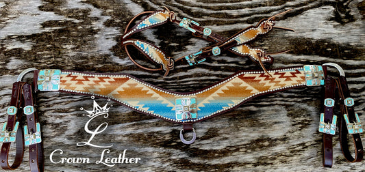 Pendleton Tripping Collar/HS Set with Handcrafted Silver Hardware (1 of a Kind) image 1
