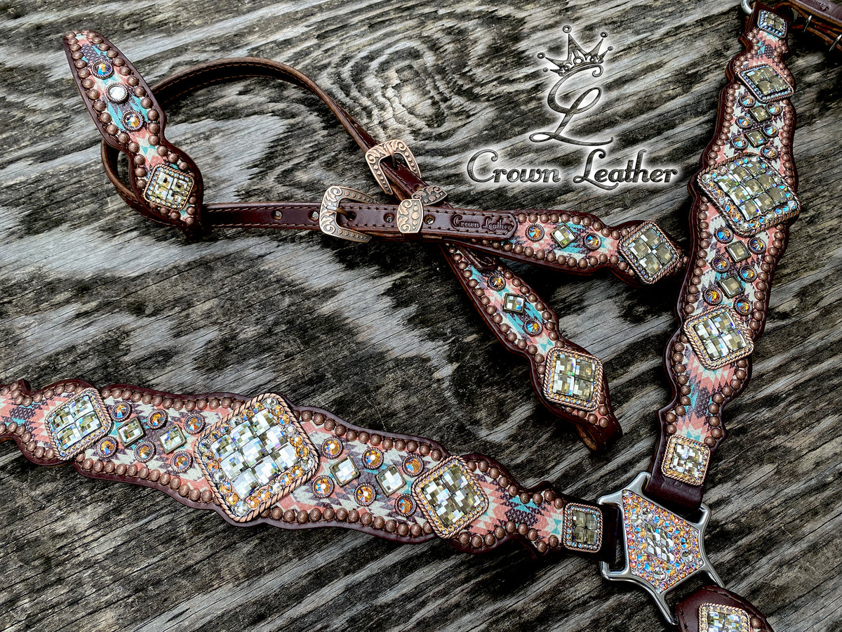 2014 Coral & Turquoise Navajo Tack Set image 1