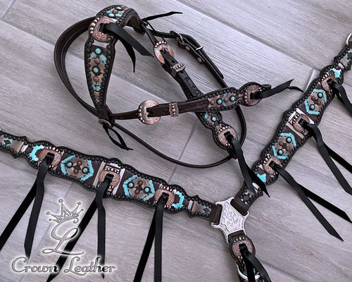 Ranchy Cocoa & Turquoise Navajo Tack Set image 2