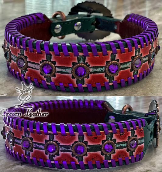 Purple Passion Whipstitch Dog Collar 15"-18" image 0