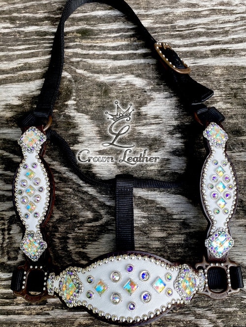 White Leather AB Crystal Halter image 2