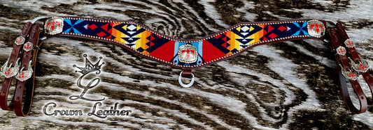 Pendleton Tripping Collar/HS Set with Red Handmade Thunderbird (1 of a Kind) image 3