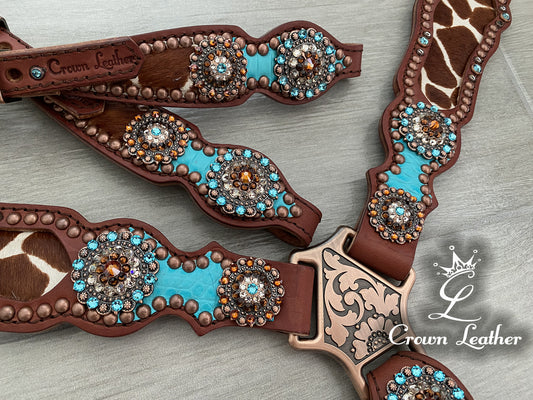 Giraffe Hair on Hide & Turquoise Gator Set image 0