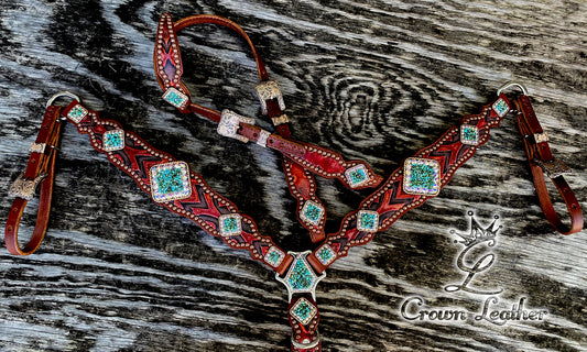 2014 Style Red Bronze Laredo & Turquoise Chip Set image 2