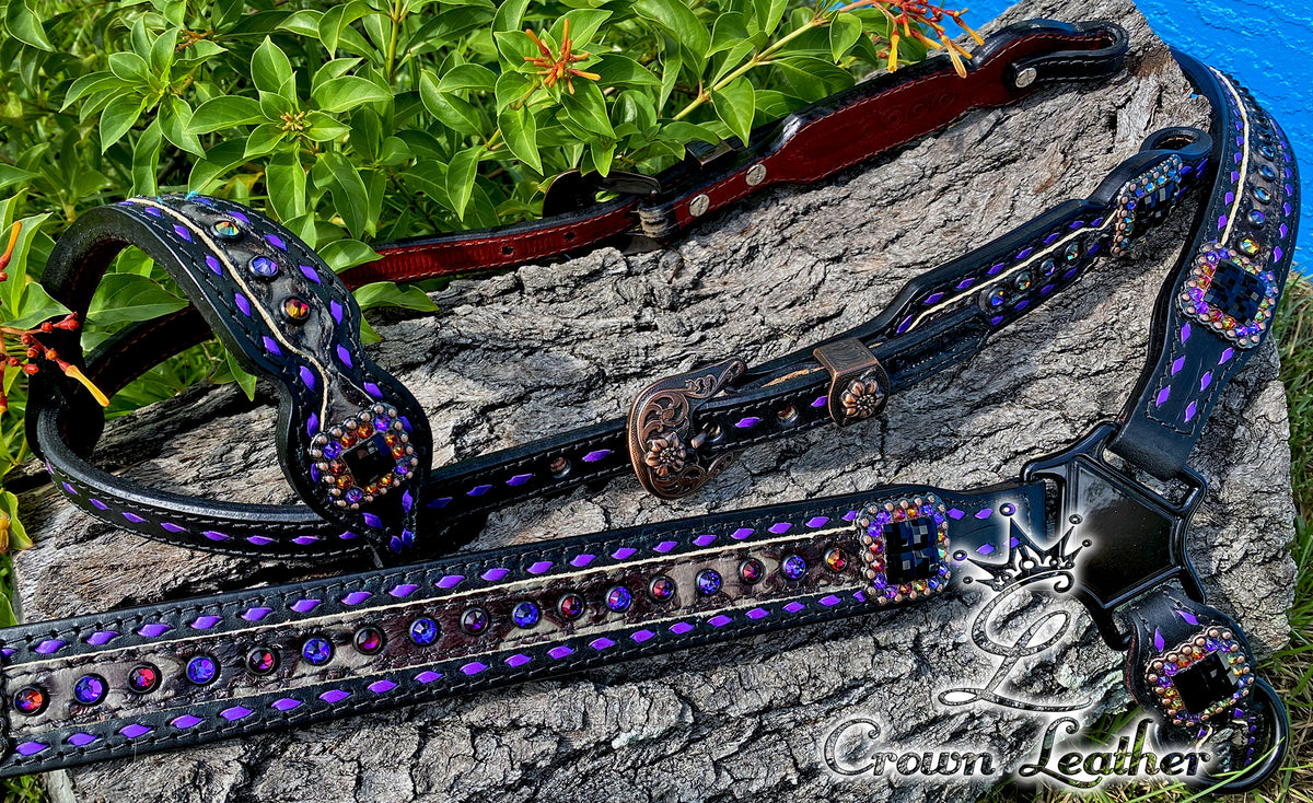Black & Volcano Purple Buckstitch Set image 0