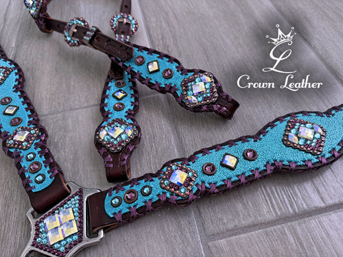 Turquoise Sparkle & Metallic Purple Tack Set image 0