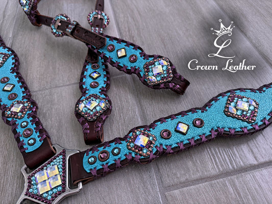 Turquoise Sparkle & Metallic Purple Tack Set image 0