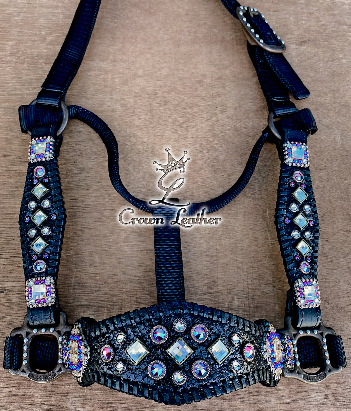 Black Siam Shimmer Crystal Whipstitch Halter image 1