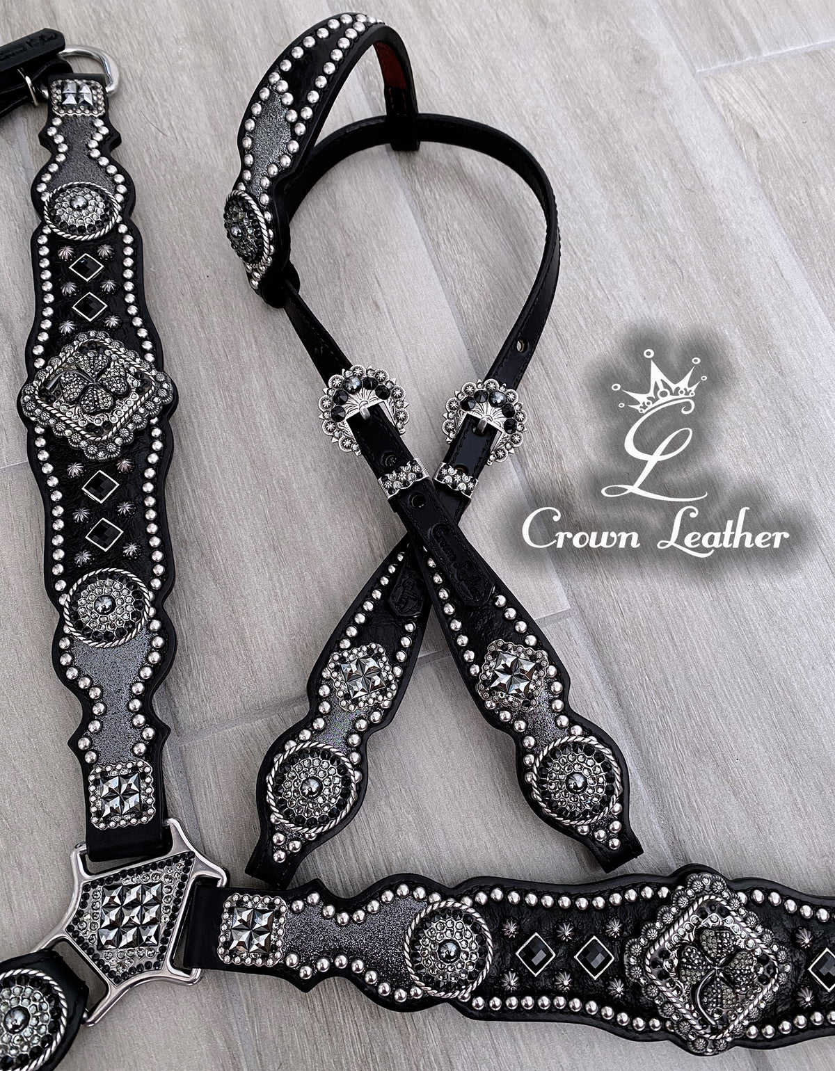 Black Elephant & Hematite Clover Set image 2