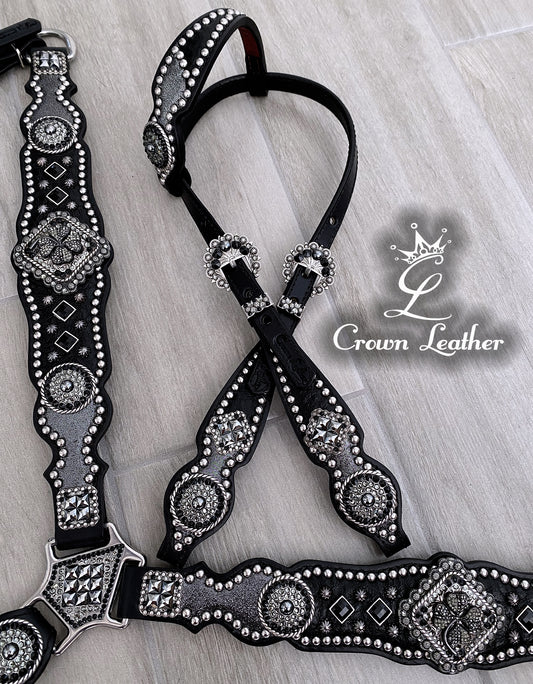 Black Elephant & Hematite Clover Set image 2