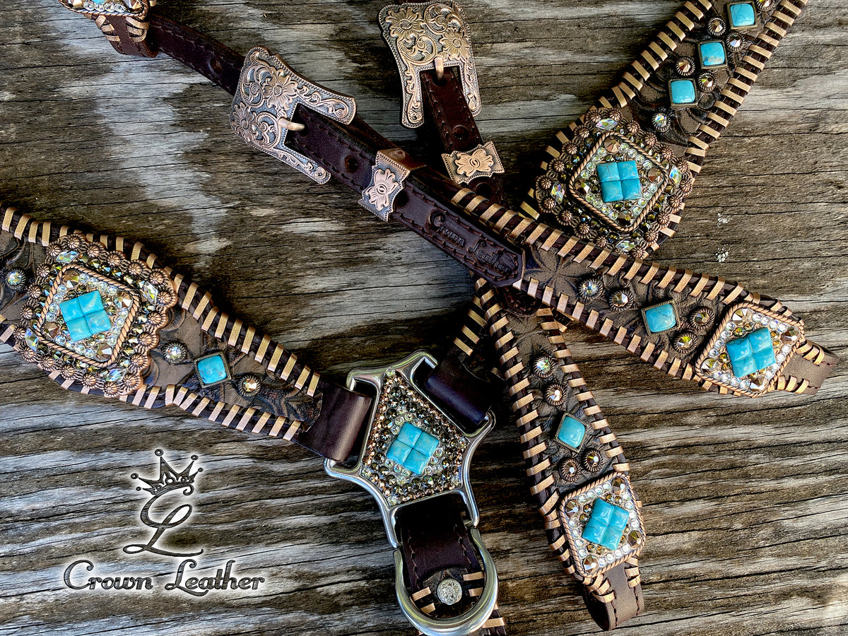 2020 Copper Whipstitch Turquoise Stones ~ One of a Kind image 1