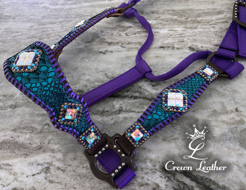 Turquoise Mystic & Purple Whipstitch Halter image 2