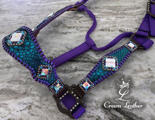 Turquoise Mystic & Purple Whipstitch Halter image 2