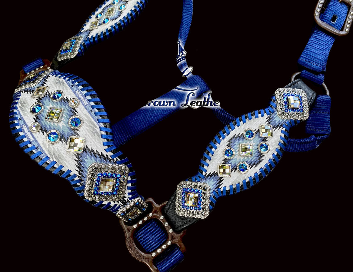 2016 Style Black Blue & White Navajo Whipstitch Halter image 0