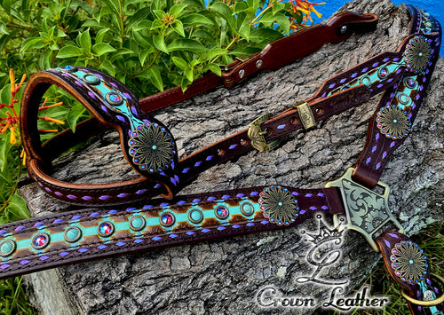 Sugar Plum & Turquoise Buckstitch Tack Set image 0