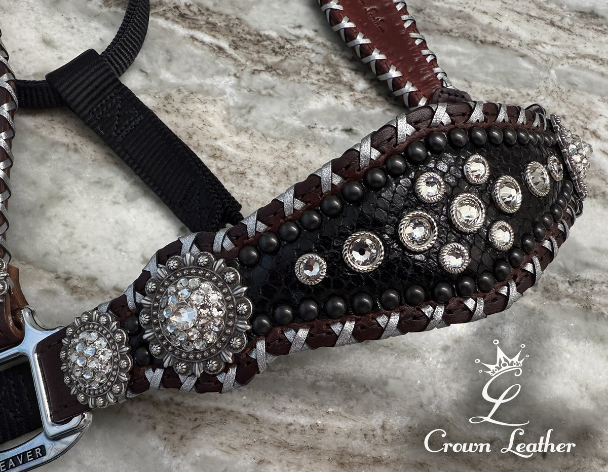 Black Silver Cross Stitch Crystal  Halter image 1