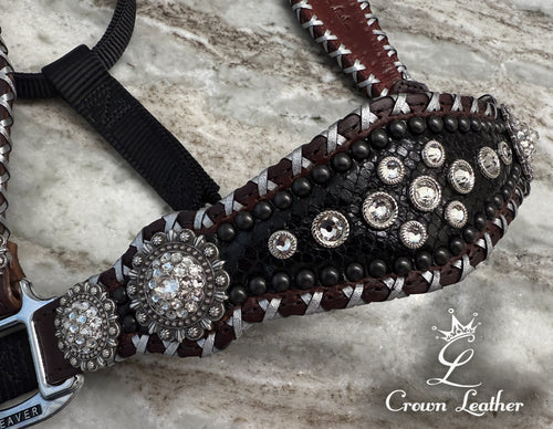 Black Silver Cross Stitch Crystal  Halter image 1