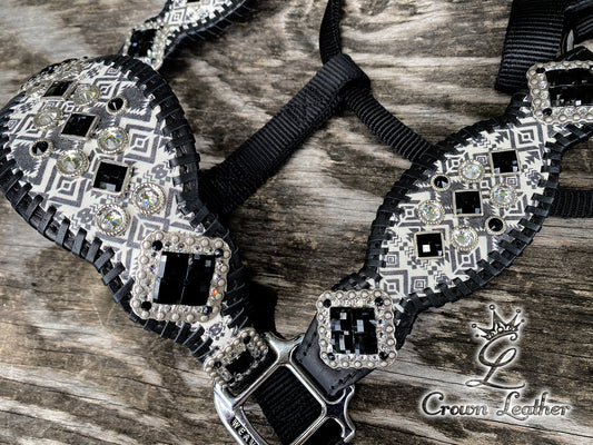 2016 Style Black & White Aztec Whipstitch Halter image 2