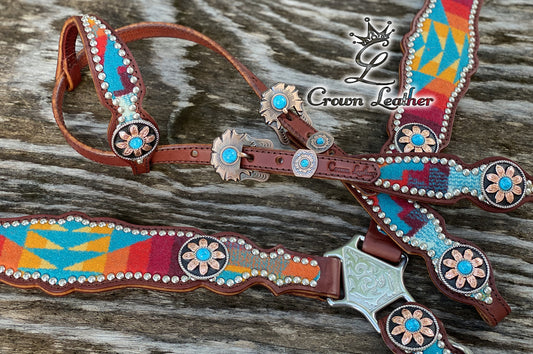 2014 Turquoise Flower Pendleton Wool Set (One of a Kind) image 3