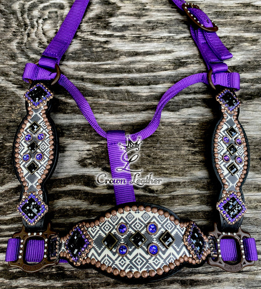 2016 Purple & Black Aztec Crystal Halter image 1