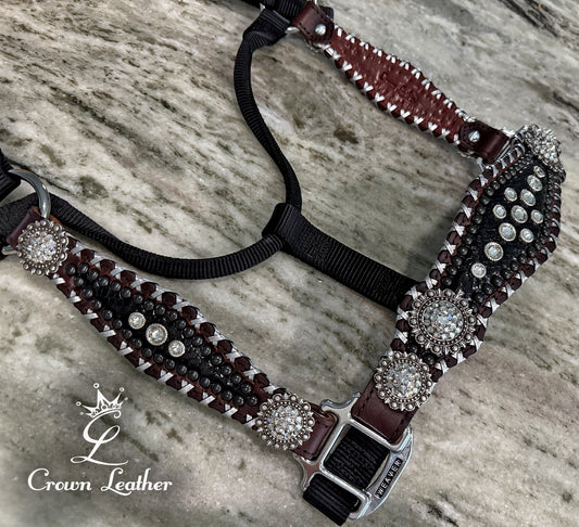 Black Silver Cross Stitch Crystal  Halter image 2