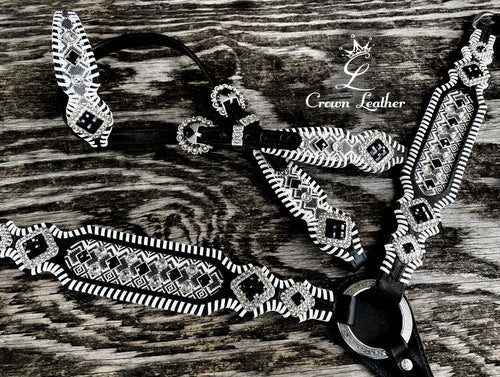Black & White Aztec Whipstitch Tack Set image 2