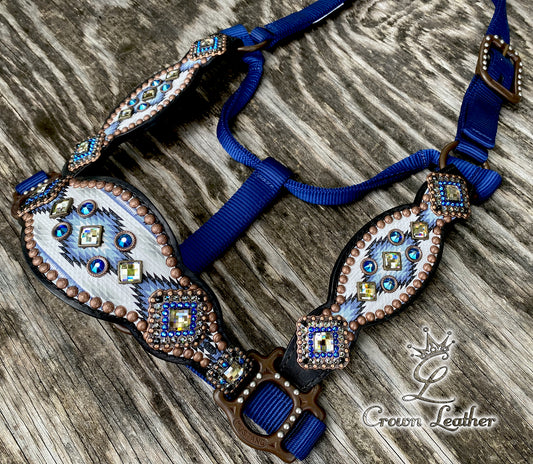 2016 Style Blue & White Navajo Crystal Halter image 0