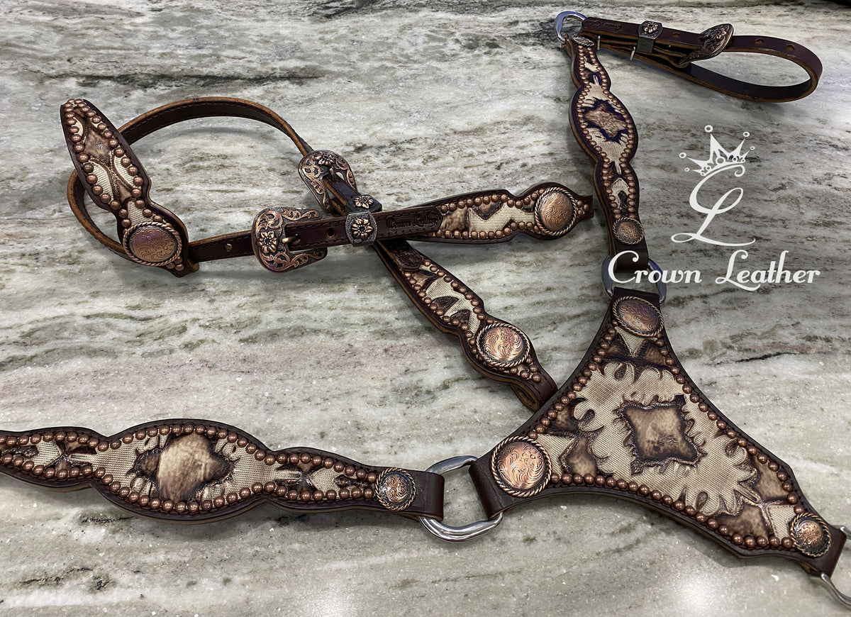 Ivory Laredo Leather Centerplate Tack Set image 1