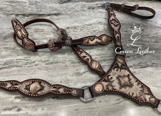 Ivory Laredo Leather Centerplate Tack Set image 1