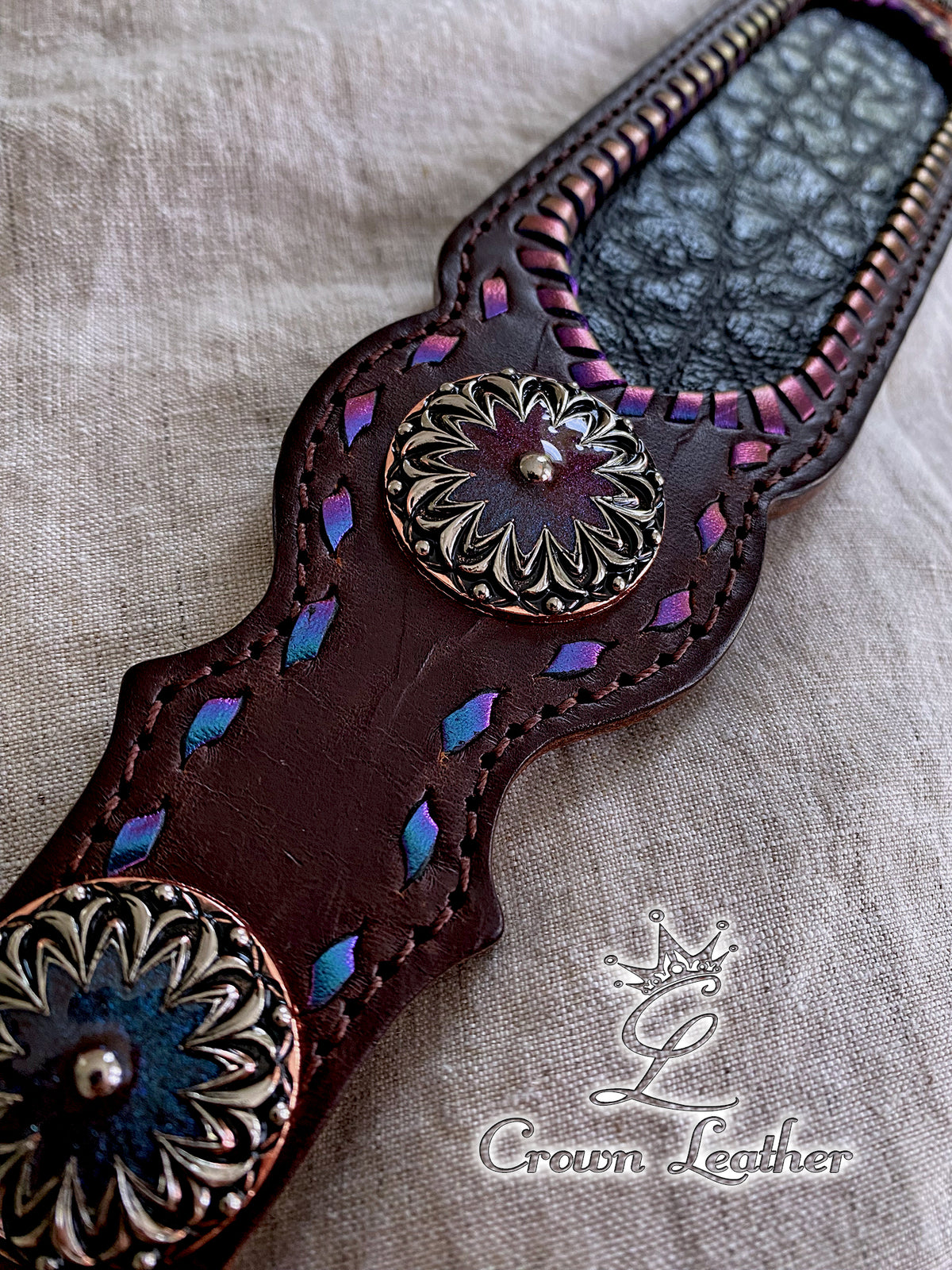 Purple, Pink & Turq. Color Shifting Lace, Buckles & Conchos image 1