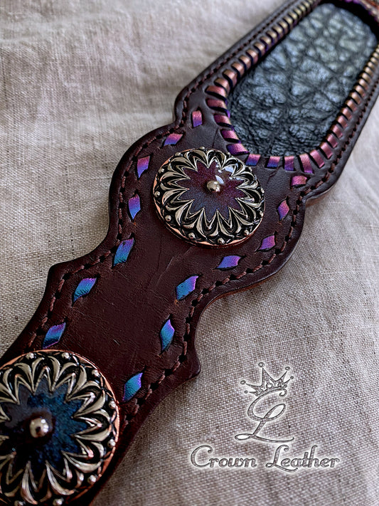 Purple, Pink & Turq. Color Shifting Lace, Buckles & Conchos image 1