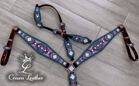 Purple Navajo & Turquoise Whipstitch Tack Set image 0
