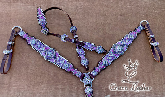 Pink & Purple Aztec Whipstitch Tack Set image 2