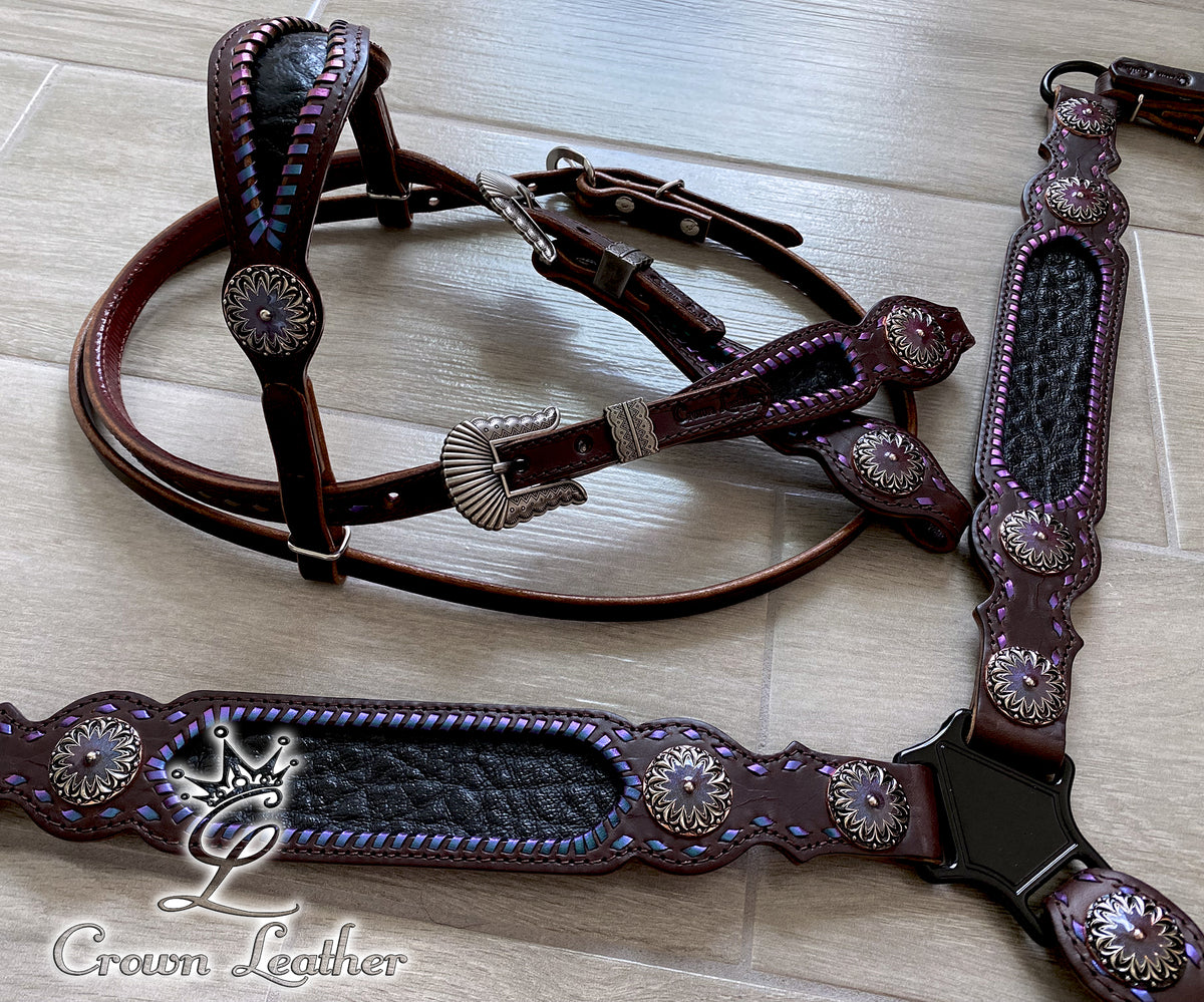 Purple, Pink & Turq. Color Shifting Lace, Buckles & Conchos image 0