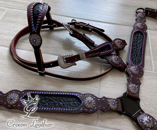 Purple, Pink & Turq. Color Shifting Lace, Buckles & Conchos image 0