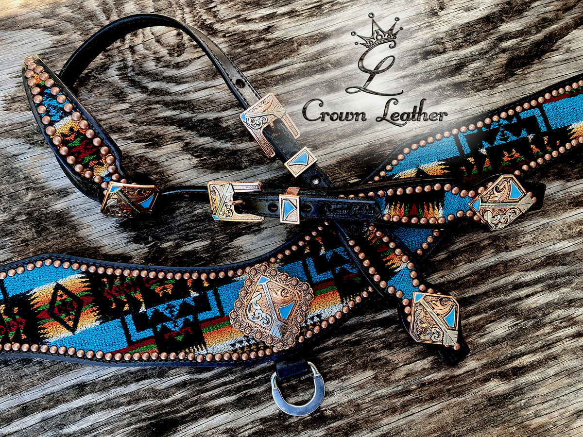 Black & Blue Multi Color Pendleton Wool Tripping Collar Set image 0