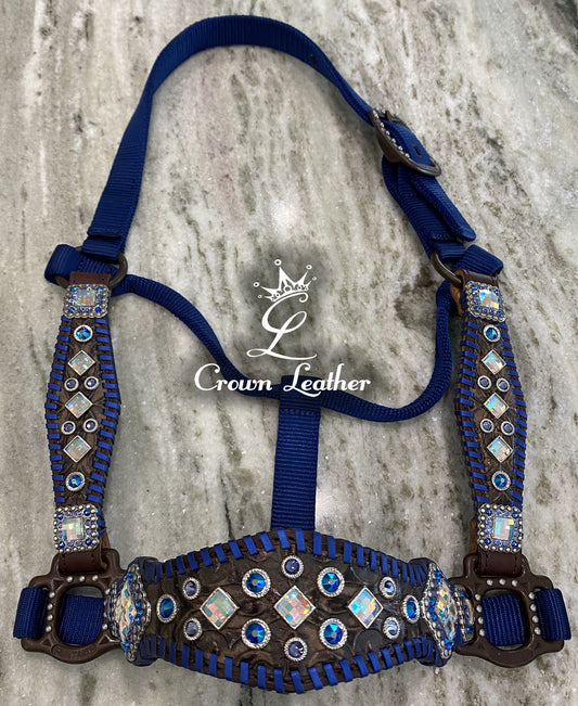 2023 Metallic Blue Whipstitch Crystal Halter image 3