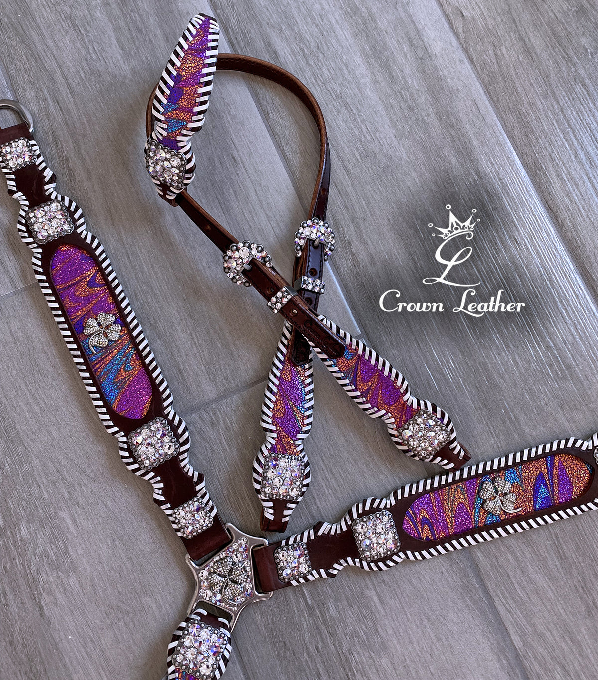 Lucky Rainbow Swirl Whipstitch Crystal Tack Set image 2