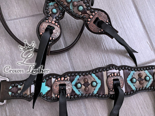 Ranchy Cocoa & Turquoise Navajo Tack Set image 1
