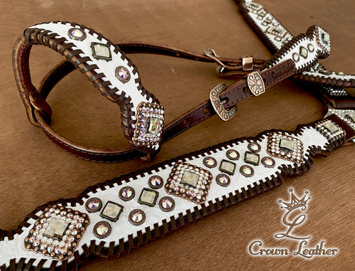 2013 Style White Gator Brown Whipstitch Tack Set image 0