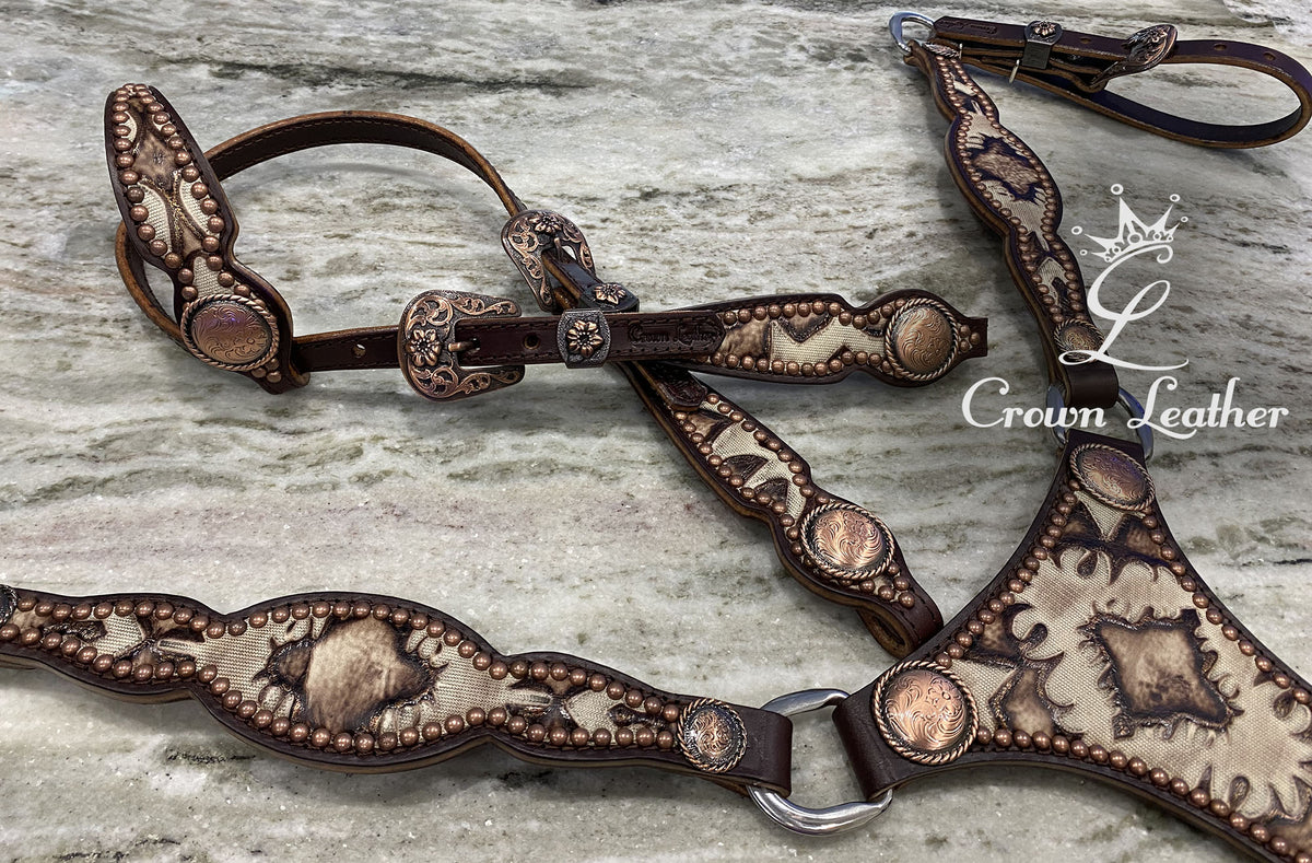 Ivory Laredo Leather Centerplate Tack Set image 0