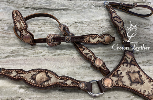 Ivory Laredo Leather Centerplate Tack Set image 0