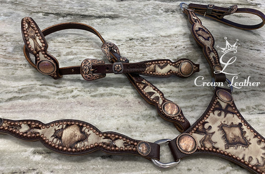 Ivory Laredo Leather Centerplate Tack Set image 0