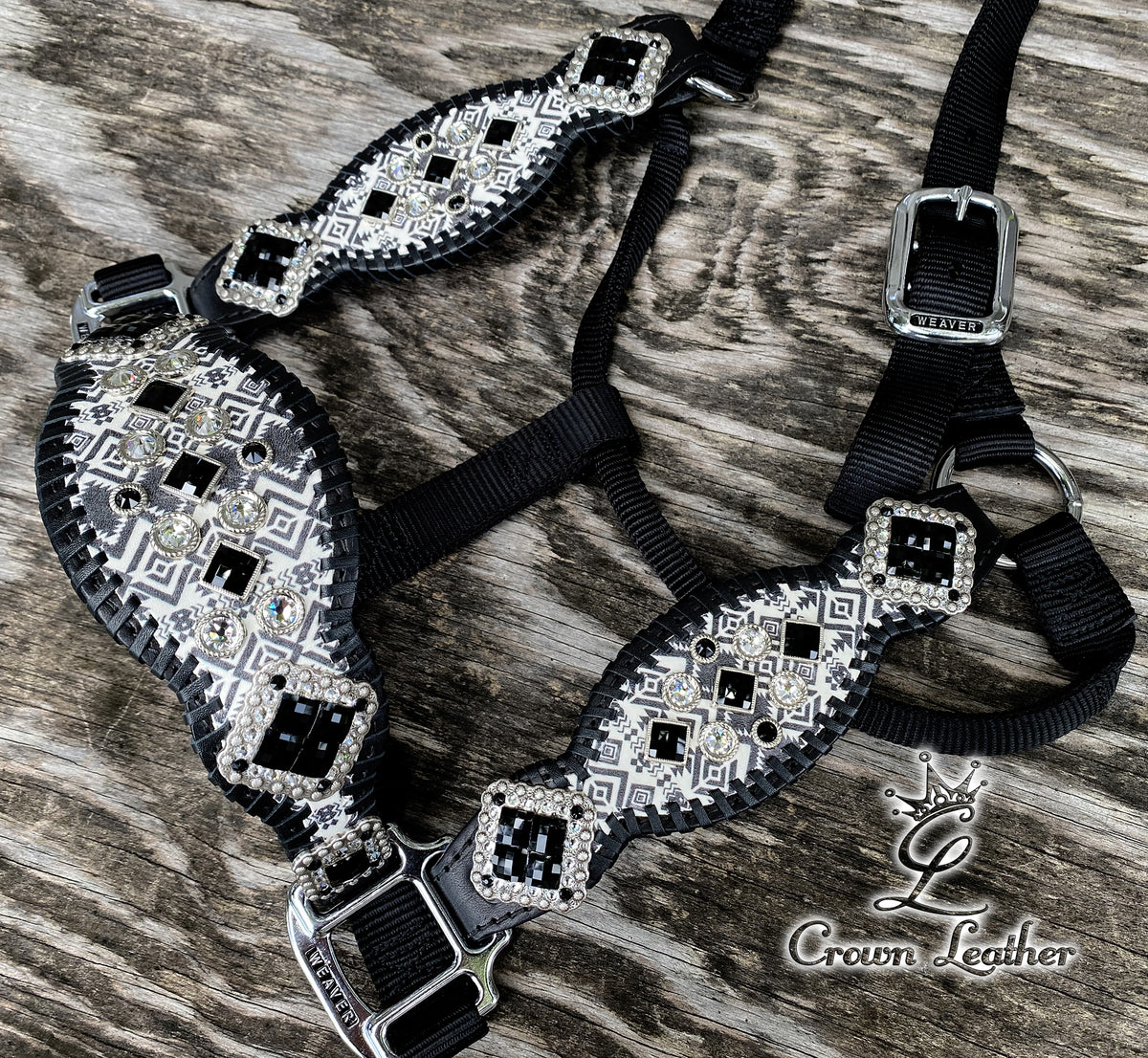 2016 Style Black & White Aztec Whipstitch Halter image 3