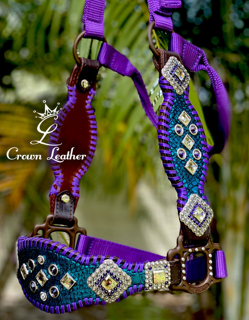 2016 Style Turquoise & Metallic Purple Whipstitch Halter image 3