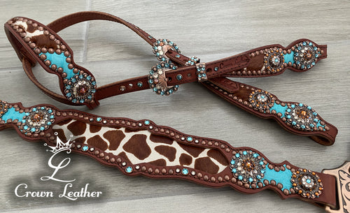 Giraffe Hair on Hide & Turquoise Gator Set image 1