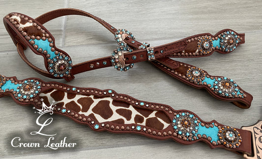Giraffe Hair on Hide & Turquoise Gator Set image 1