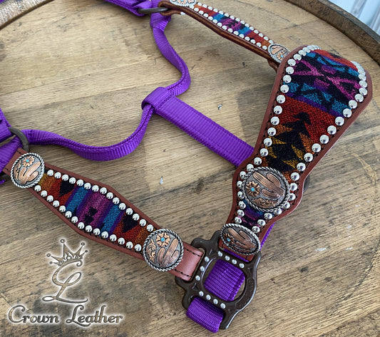 Purple Multi Color Pendleton Wool Halter image 0