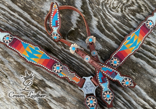 2014 Turquoise Flower Pendleton Wool Set (One of a Kind) image 2