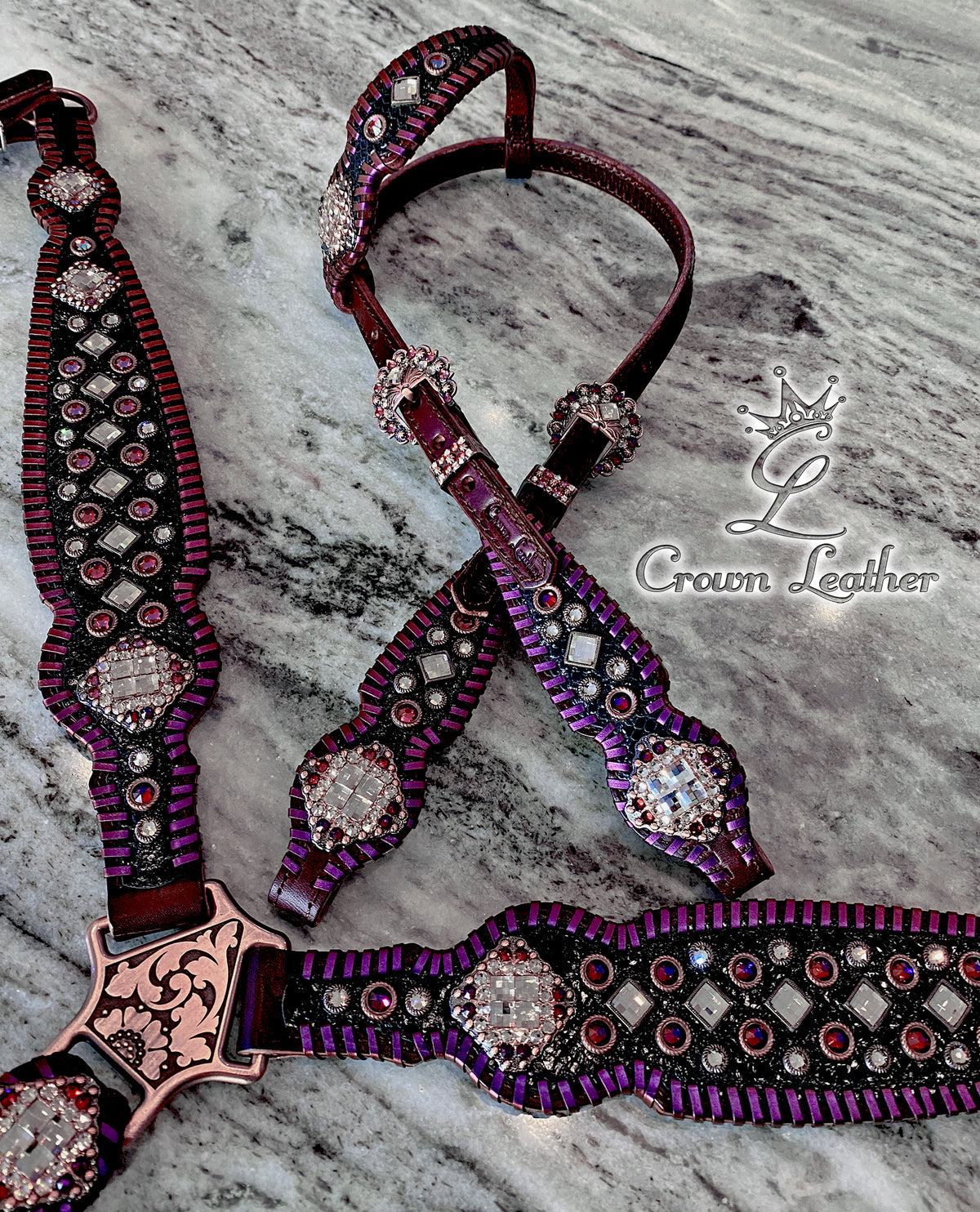 Crimson Color Shifting Whipstitch Tack Set image 2
